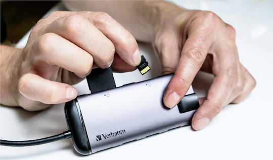 Verbatim USB-C Docking Station με HDMI 4K PD Ethernet Γκρι (49142)
