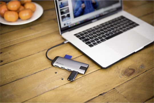 Verbatim USB-C Docking Station με HDMI 4K PD Ethernet Γκρι (49142)