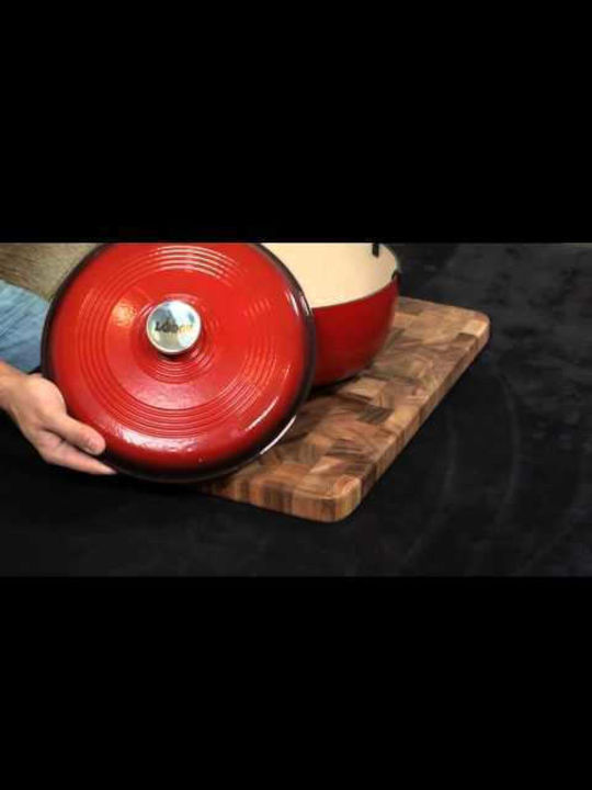Lodge Βαθιά Κατσαρόλα από Μαντέμι 7.38lt / 36cm Red
