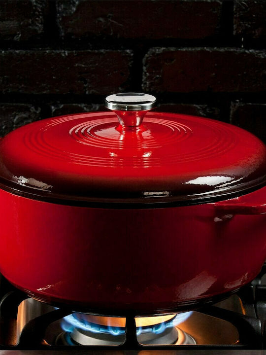 Lodge Βαθιά Κατσαρόλα από Μαντέμι 7.38lt / 36cm Red