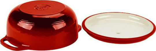Lodge Deep Pot made of Cast Iron 5.68lt / 34.5cm Red
