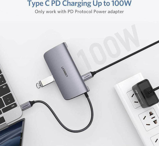 Ugreen USB-C Docking Station με HDMI 4K PD Ethernet Γκρι (50771)