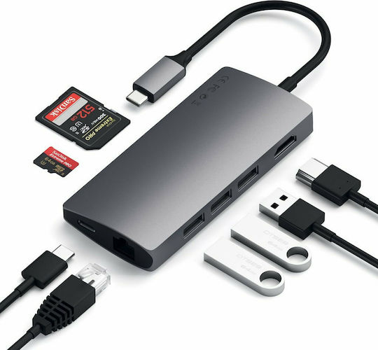 Satechi USB-C Docking Station with HDMI 4K PD Ethernet Gray (ST-TCMA2M)
