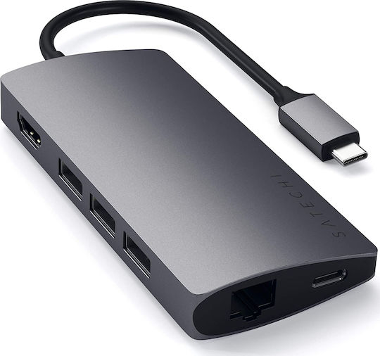 Satechi USB-C Docking Station with HDMI 4K PD Ethernet Gray (ST-TCMA2M)