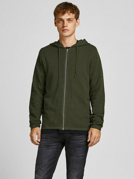 Herren Strickjacke mit Kapuze Olive Night