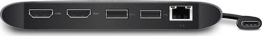 Alogic USB-C Docking Station με 4K Ethernet Ασημί (TB3D2DPBL-SGR)