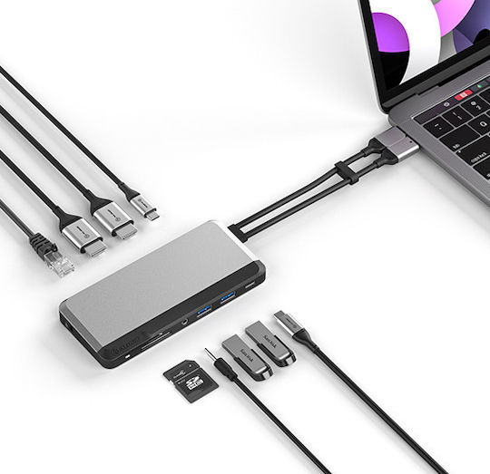 Alogic USB-C dublu / USB-A Stație de andocare cu 4K PD Ethernet Argintiu (U2CSH-SGR)