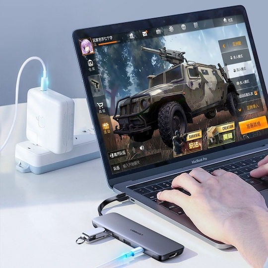 Ugreen CM285 USB-C Stație de andocare cu HDMI 4K PD Argintiu