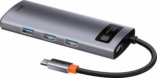 Baseus Metal Gleam USB-C Docking Station με HDMI 4K PD Ασημί