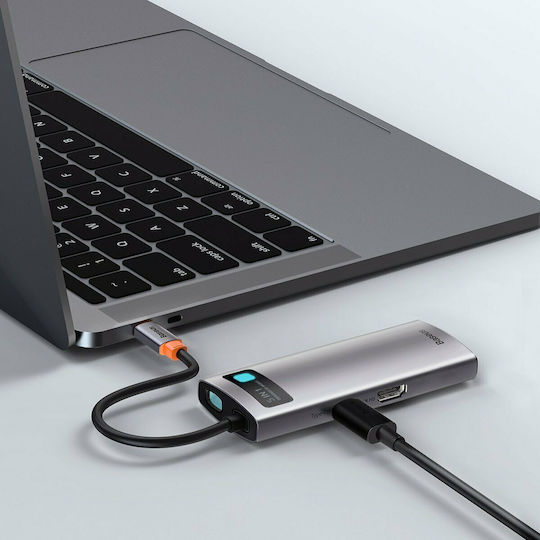 Baseus Metal Gleam USB-C Docking Station με HDMI 4K PD Ασημί