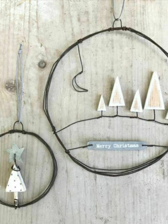 Synchronia Crăciun Decorativ Lemnos Coroană de flori cu Diametru 7.5cm.