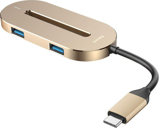 Baseus Aluminium O USB-C Docking Station με HDMI 4K PD Χρυσό