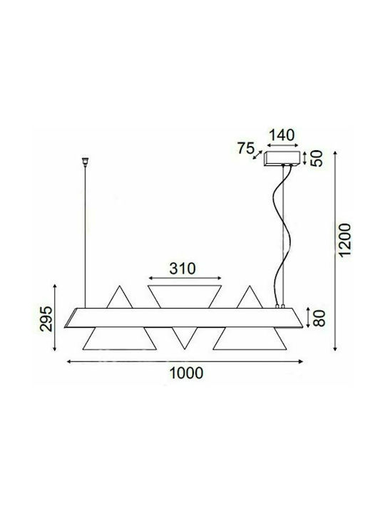 Aca Pendant Light Black LED with Warm White Light Rail 100x8x120cm