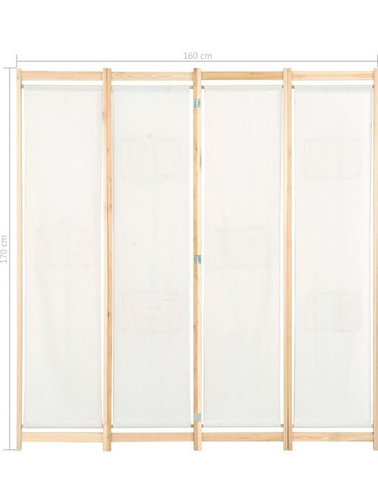 vidaXL Wooden Room Divider with 4 Panels 160x170cm