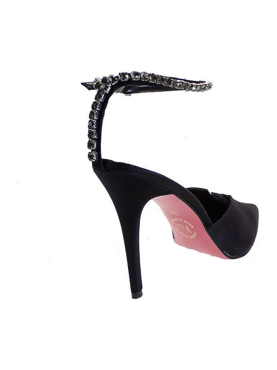 89090 Spitze Zehe Pumps Satin Schwarze