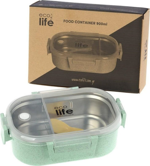 Ecolife Light Δοχείο Φαγητού Inox Light Green με Χωρίσματα 900ml