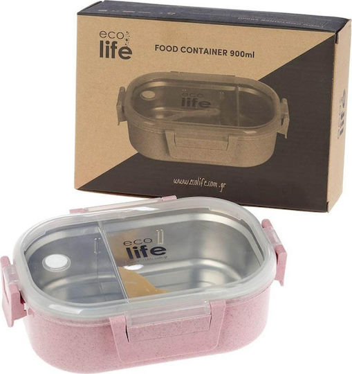 Ecolife Light Кутия за храна Inox Light Pink С Прегради 900ml