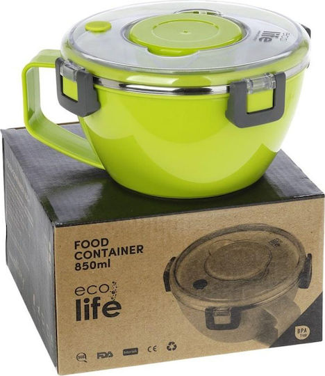 Ecolife Recipient Rotund Dublu Termos Inox Verde Cu Compartimente 850ml