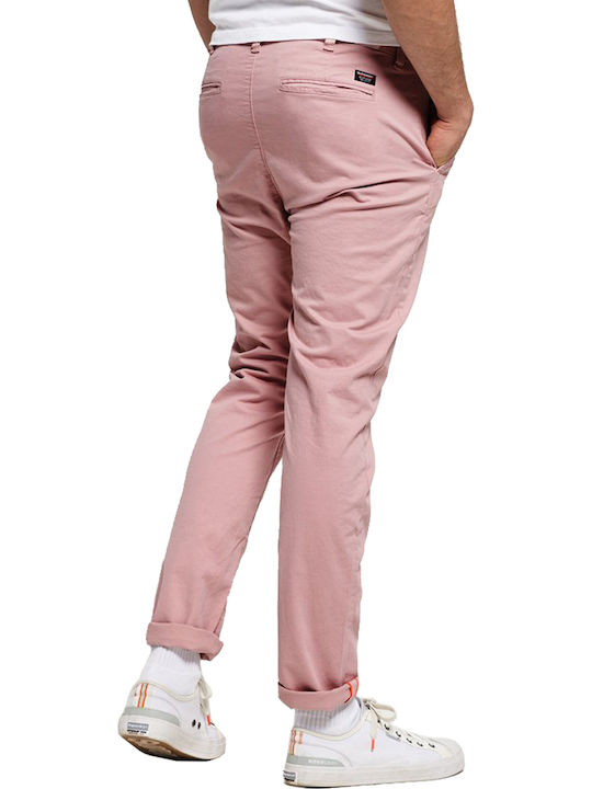 Superdry International Ανδρικό Παντελόνι Chino σε Slim Εφαρμογή Ροζ