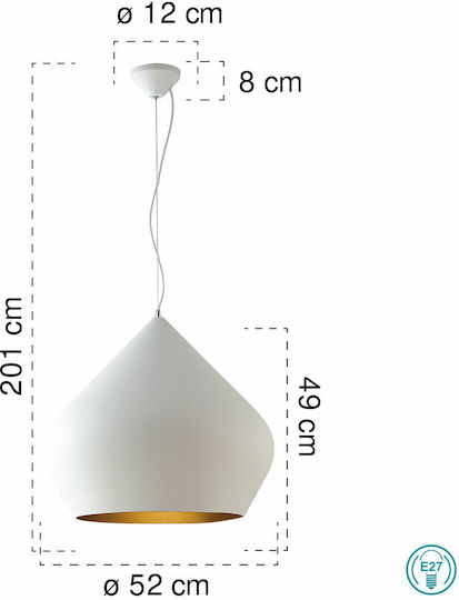 Fan Europe Tholos Pendant Light White Bell with Socket E27 52cm