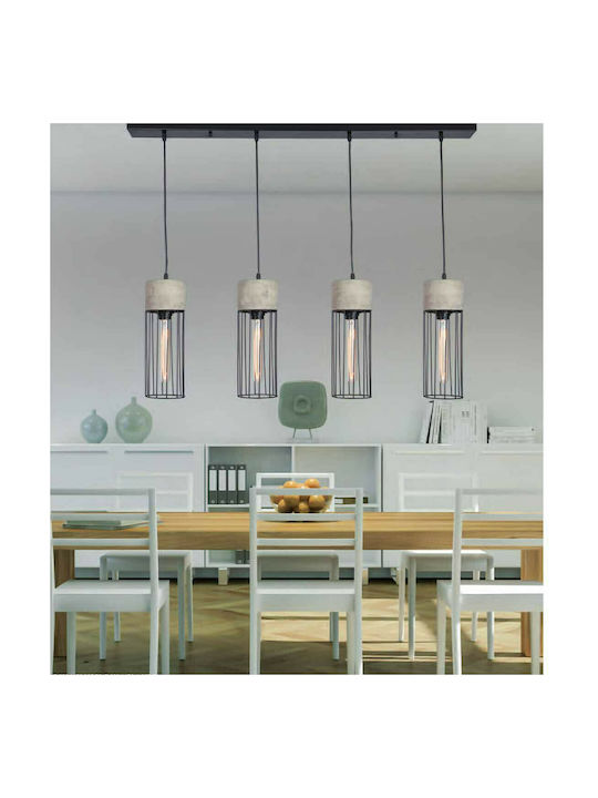 Zambelis Lights Pendant Light Black Rail for 4 Bulbs E27 105cm