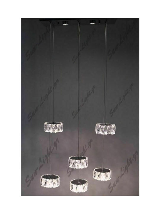 Sun Light Pendant Light Silver with Crystals 46x120x120cm