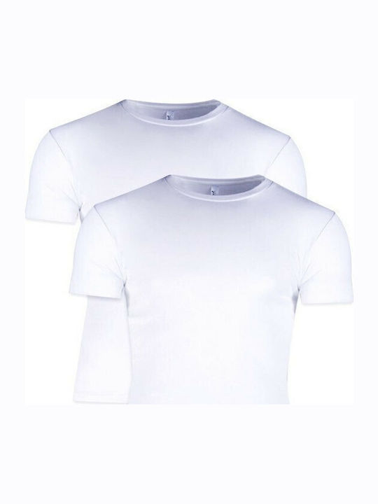 Men's Undershirts Short-sleeved in White Color 2Pack