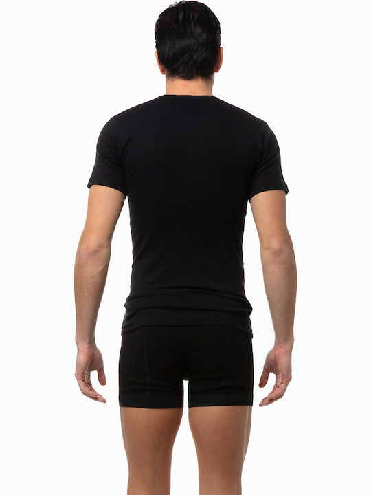 Minerva 90-18300 Men's Short Sleeve Undershirt Black