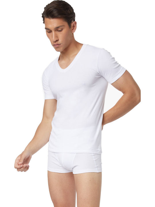 Men's Undershirts Short-sleeved in White Color 2Pack