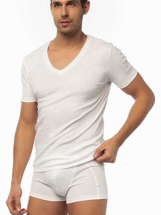 Men's Undershirts Short-sleeved in White Color 2Pack