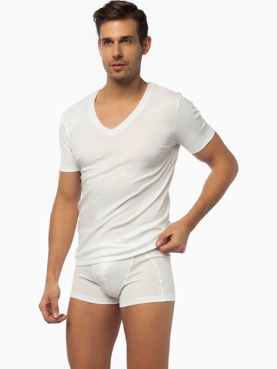Men's Undershirts Short-sleeved in White Color 2Pack