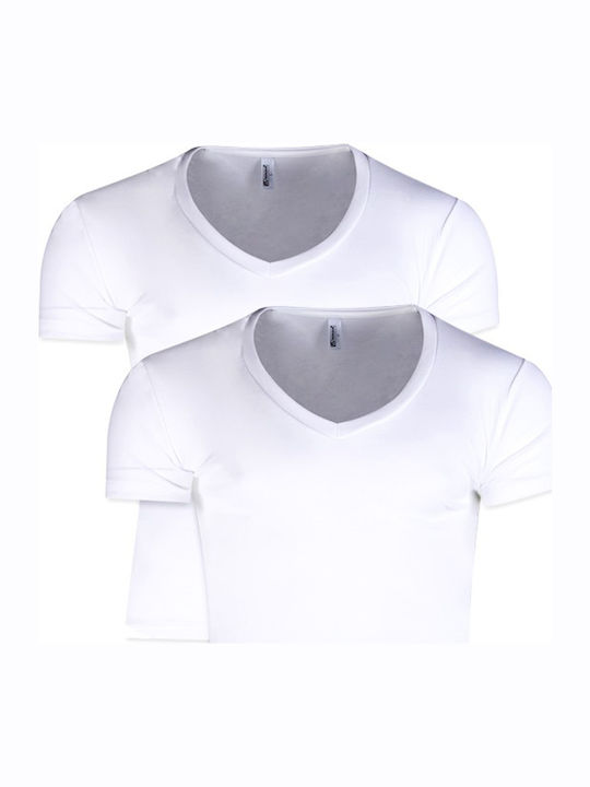 Men's Undershirts Short-sleeved in White Color 2Pack
