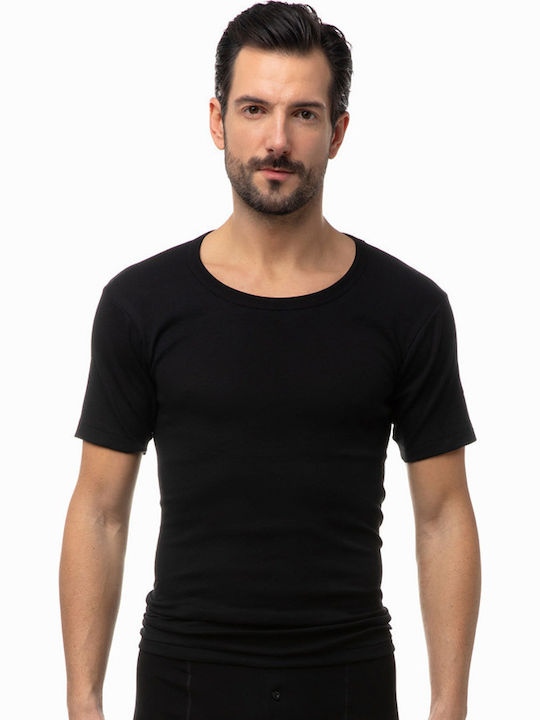 90-17002 Men's Undershirts Short-sleeved in Black Color 2Pack