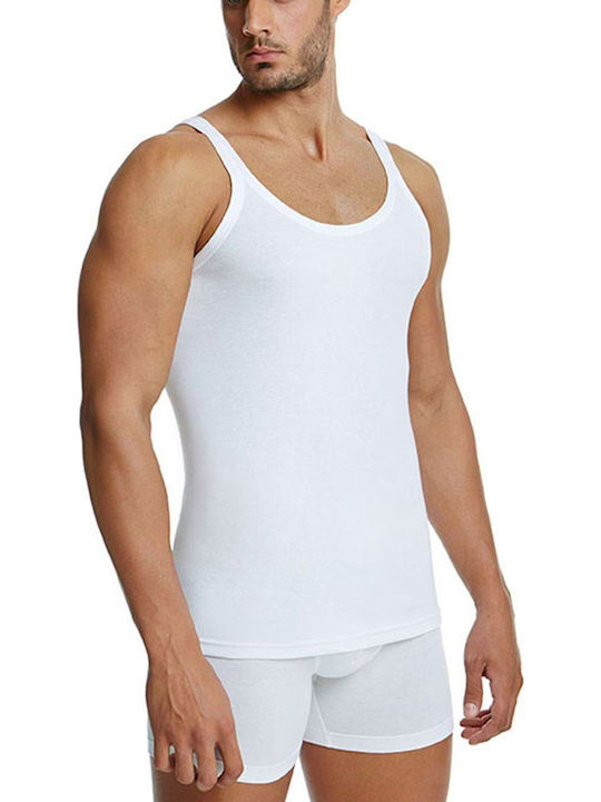 6/405 Tricou de Corp Bărbătesc Fără Mâneci în Culoare Albă