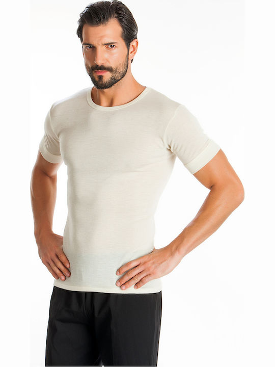 Men's Undershirt Short-sleeved in Beige Color