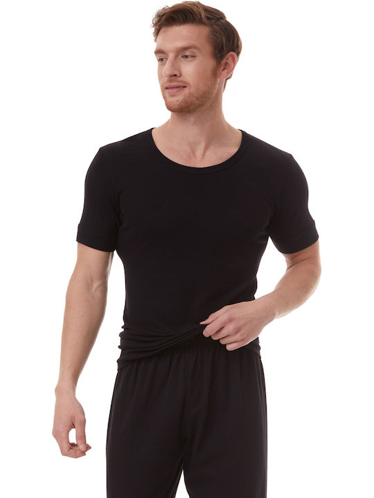Men's Undershirt Short-sleeved in Black Color