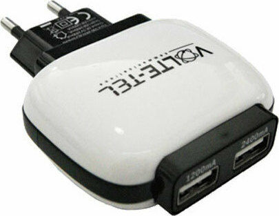 Volte-Tel Ladegerät ohne Kabel mit 2 USB-A Anschlüsse Weißs (VTU64)