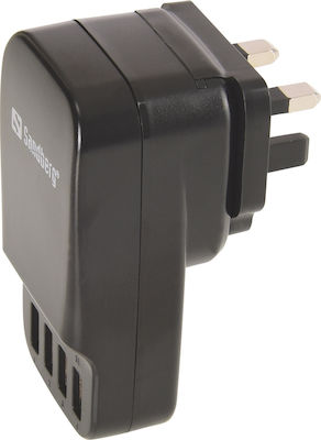 Sandberg Φορτιστής Χωρίς Καλώδιο με 4 Θύρες USB-A Μαύρος (440-87)