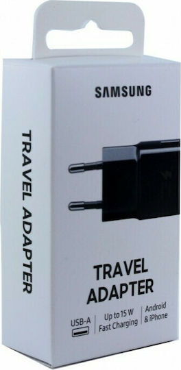 Samsung Φορτιστής Χωρίς Καλώδιο με Θύρα USB-A Μαύρος (EP-TA20EBE)