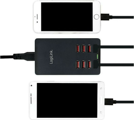 LogiLink Charging Stand with 8 USB-A Ports 44W in Black color (PA0140)