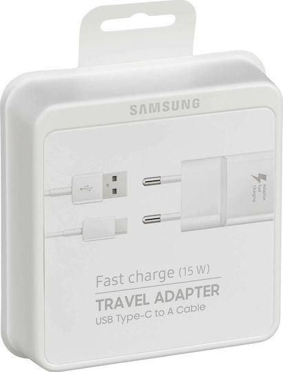 Samsung Charger with USB-A Port and Cable USB-C 15W Whites (EP-TA20EWE+EP-DN930CWE Retail)