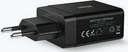 Anker Зарядно без кабел с 2 USB-A порта 24W Черен (PowerPort)