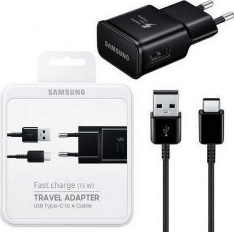 Samsung Încărcător cu Port USB-A și Cablu USB-C Negruς (EP-TA20EBE+EP-DG950CBE Retail)