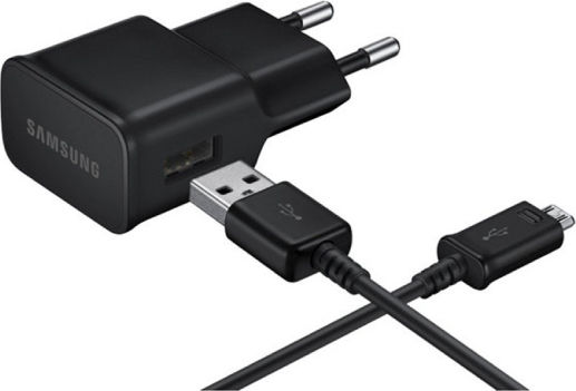 Samsung Charger with USB-A Port and Cable micro USB Blacks (EP-TA20EBE + ECB-DU4EBE)