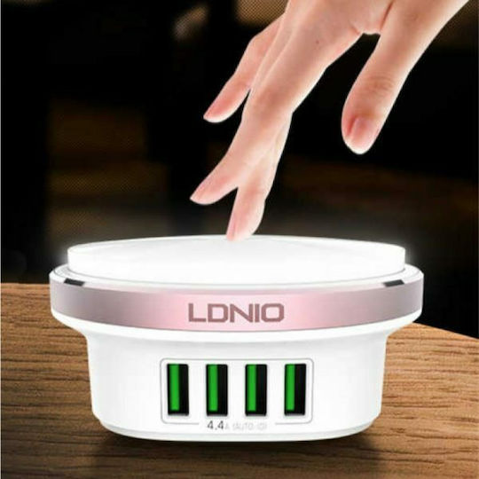Ldnio с 4 USB-A порта Розов (A4406)