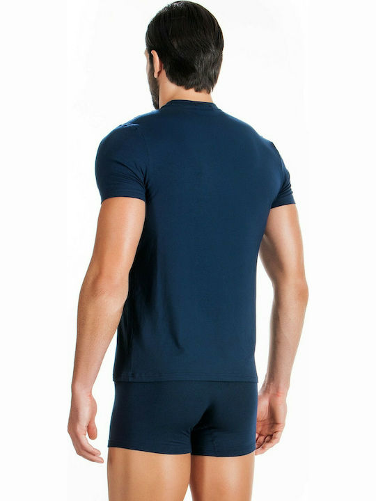 Minerva 90-10480 Men's Short Sleeve Undershirt Navy Blue