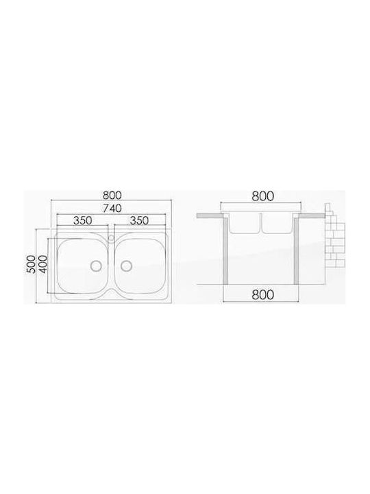 Excel Estia 720CMAS13 Drop-In Chiuvetă Inox Satinat L80xW50cm Argintiu
