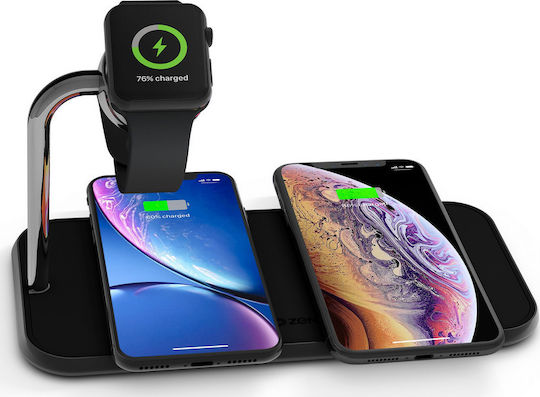 Zens Wireless Charger (Qi Pad) 10W Blacks (Dual + Watch)