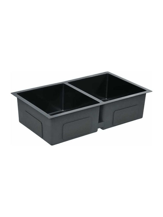 vidaXL Ένθετος Νεροχύτης Inox Brushed Μ76xΠ44cm Μαύρος