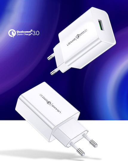 Usams Ladegerät ohne Kabel mit USB-A Anschluss 18W Weißs (T22)